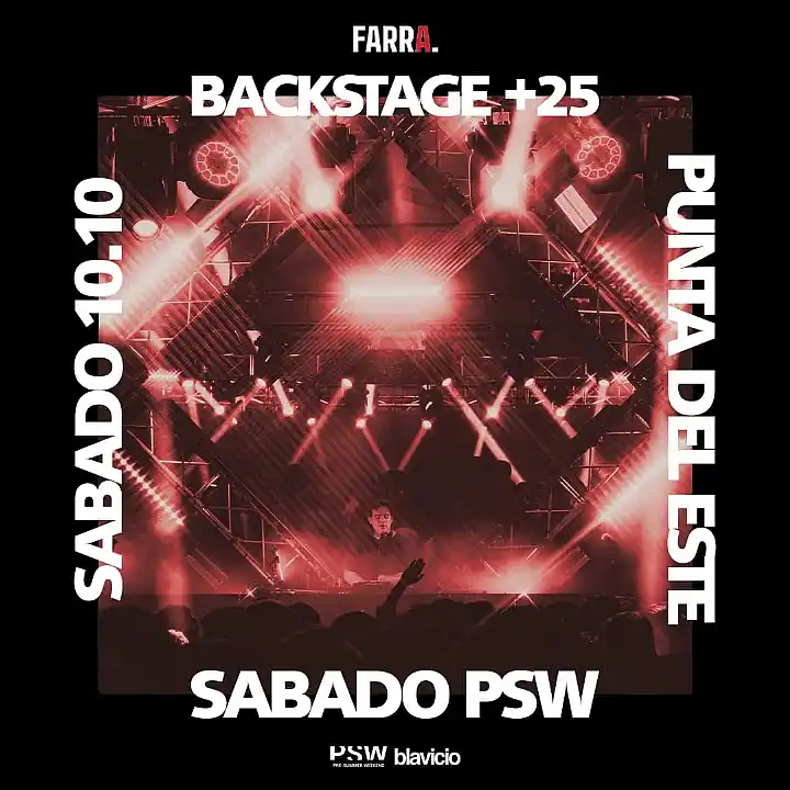 Flyer de FARRA. BACKSTAGE PRE-SUMMER WEEKEND