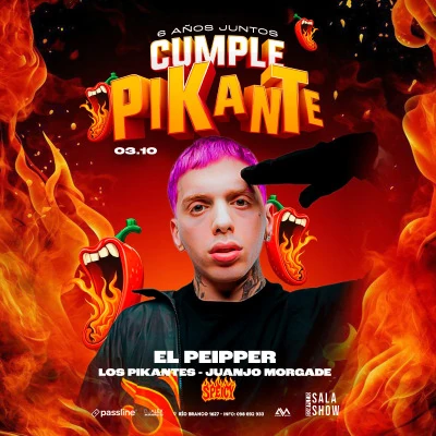 Flyer de 6 AÑOS DE LOS PIKANTES 🌶️🏟️ (+18)